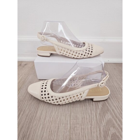 J.CREW Shoes - J. Crew Woven Ivory Slingback Flats 8 Buckle Old Money Cap Almond Toe Boho Shoes